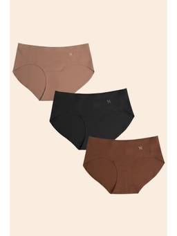 Krvvy - Premium Seamless Low Rise Hipster Briefs Panty Multi-Color (Pack of 3)