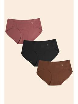 Krvvy - Premium Seamless Low Rise Hipster Briefs Panty Multi-Color (Pack of 3)