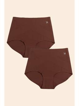 Krvvy - High Rise Seamless Shaping Briefs Brown (Pack of 2)