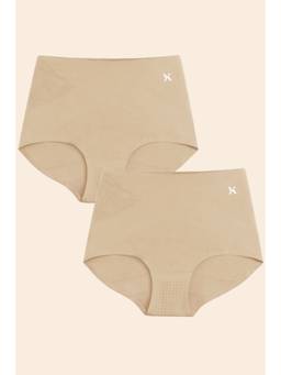 Krvvy - High Rise Seamless Shaping Briefs Beige (Pack of 2)