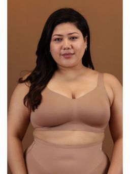 Krvvy - Brown Plus Size Full Coverage Wireless Support Bra for Heavy Bust Everyday Wear