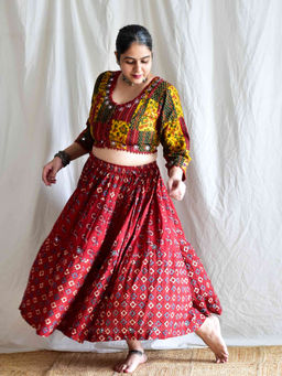 Sundarii - Maroon Navi Skirt