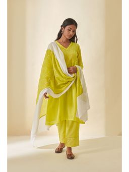 Prakriti Jaipur - Lime Green Bandhani Dupatta