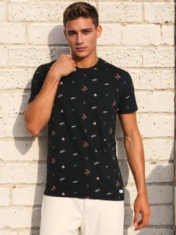 Lee - Men Black Printed Slim Fit T-shirt
