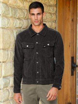 Lee - Men Dark Olive Solid Jacket (Regular)