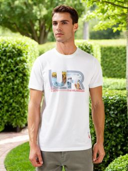 Lee - Men Graphic Print White Crew Neck T-Shirt (Slim)