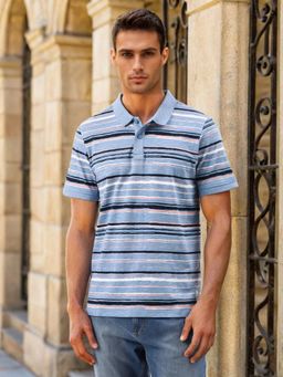Lee - Men Striped Blue Polo T Shirt Slim