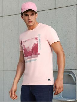 Lee - Mens Graphic Print Pink T-Shirt (Slim)