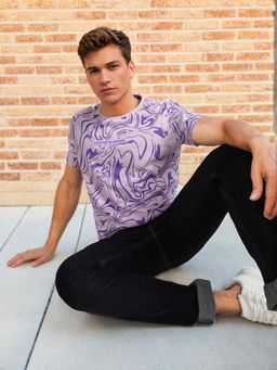 Lee - Mens Printed Purple Abstract T-Shirt (Regular)