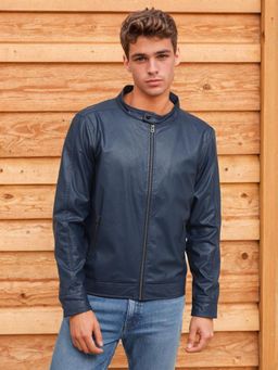 Lee - Men Solid Blue Regular Fit Jacket