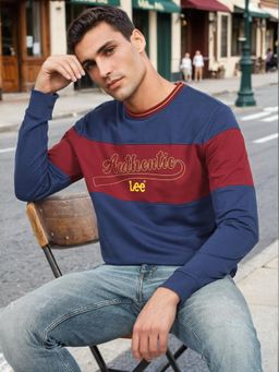 Lee - Mens Colorblock Red Slim Fit Sweatshirt