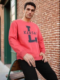 Lee - Men Graphic Print Pink Regular Fit Sweatshirt