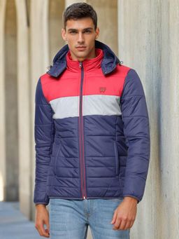 Wrangler - Men Colour Blocks Navy Jacket (Regular)