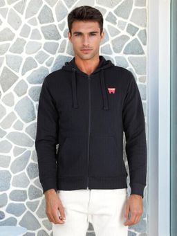 Wrangler - Men Solid Navy Hoodie (Regular)