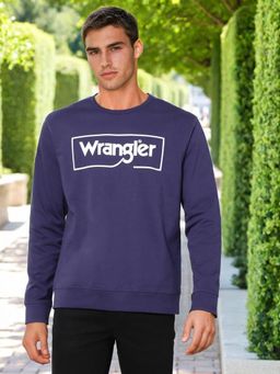 Wrangler - Men Printed Blue Sweatshirt (Regular)