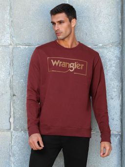 Wrangler - Men Printed Red Sweatshirt (Regular)