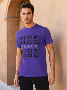 Wrangler - Men Graphic Print Blue T-Shirt (Regular)