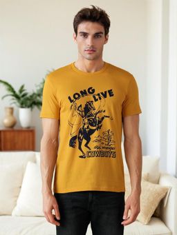 Wrangler - Mens Graphic Print Yellow Crew Neck T-shirt