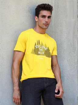 Wrangler - Mens Graphic Print Yellow Crew Neck T-shirt