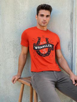 Wrangler - Mens Graphic Print Red Crew Neck T-shirt