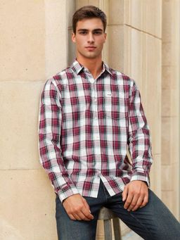 Wrangler - Mens Checks Wine Casual Shirt