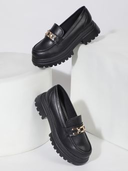 VALIOSAA - Black Casual Block Loafers