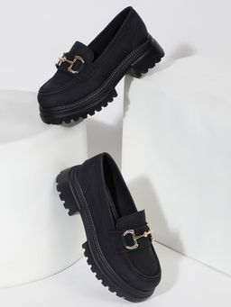 VALIOSAA - Black Casual Block Loafers