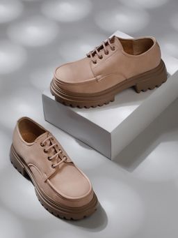 VALIOSAA - Nude Casual Lace Up Casual Boots