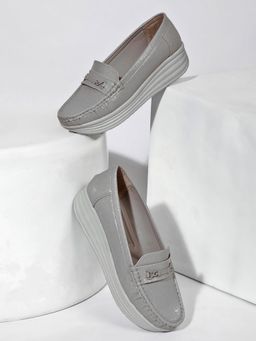 VALIOSAA - Grey Casual Slip On Loafers