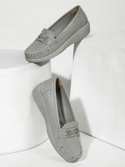 VALIOSAA - Grey Casual Slip On Loafers