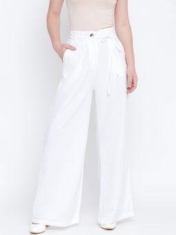 Oxolloxo - Radiant White Casual Trouser with Belt (Set of 2)