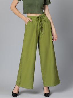 Oxolloxo - Romeo Rap Linen Blend Meld Olive Trouser with Belt (Set of 2)