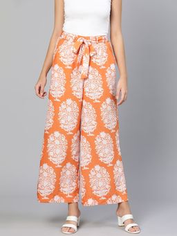 Oxolloxo - Orange Printed Wide Leg Pant with Belt (Set of 2)