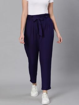 Oxolloxo - Magnetic Navy Blue Solid Trouser with Belt