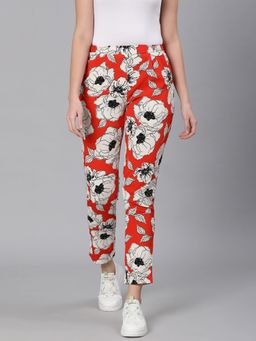 Oxolloxo - Oscar Red Floral Print Elasticated Pant
