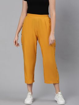 Oxolloxo - Mustard Solid Button Decked Pant