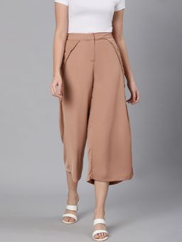 Oxolloxo - Beige Solid Stylish Culottes