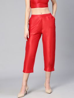 Oxolloxo - Red Solid Dupion Elasticated Pant