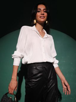 PINACOLADA - Women's Chalk White Pleated Shirt