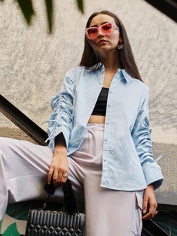 PINACOLADA - Women's Light Blue Faded Strokes Shirt