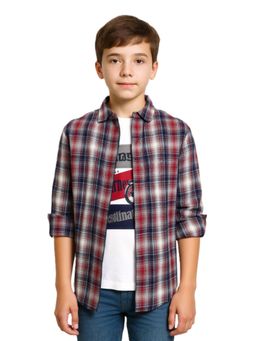CAVIO - Boys Multi-Color Checks Full Sleeves Casual Shirt and T-shirt