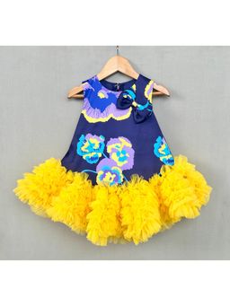 LABEL NEETI - Navy Blue and Yellow Floral Dress