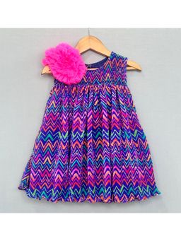 LABEL NEETI - Multi-Color Pleated Printed Crush Chevron Dress