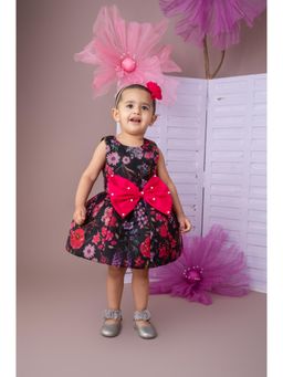 LABEL NEETI - Black and Red Organza Floral Print Dress