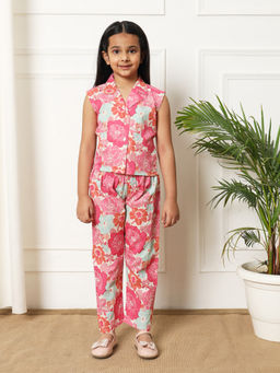Readiprint - Girls Straight Style Cotton Fabric Pink Co-Ord (Set of 2)