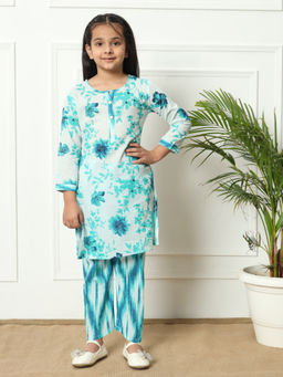 Readiprint - Straight Cotton Turquoise Blue Kurta with Pant (Set of 2)