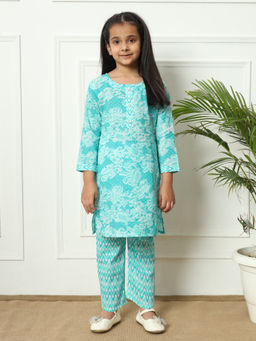 Readiprint - Straight Cotton Turquoise Blue Kurta with Pant (Set of 2)