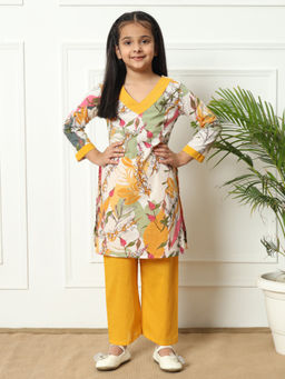 Readiprint - Straight Style Cotton Fabric Yellow Kurta with Pant (Set of 2)