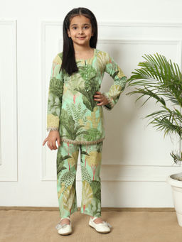 Readiprint - A Line Style Cotton Fabric Green Kurta with Pant (Set of 2)