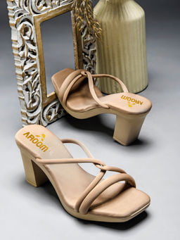 Aroom - Women Beige Block Heels